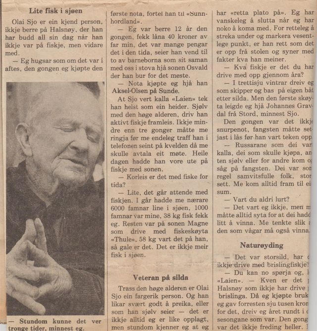 Olai Sjo om brislingfiske  2/3  Utklipp Frode Sæbø, 1977