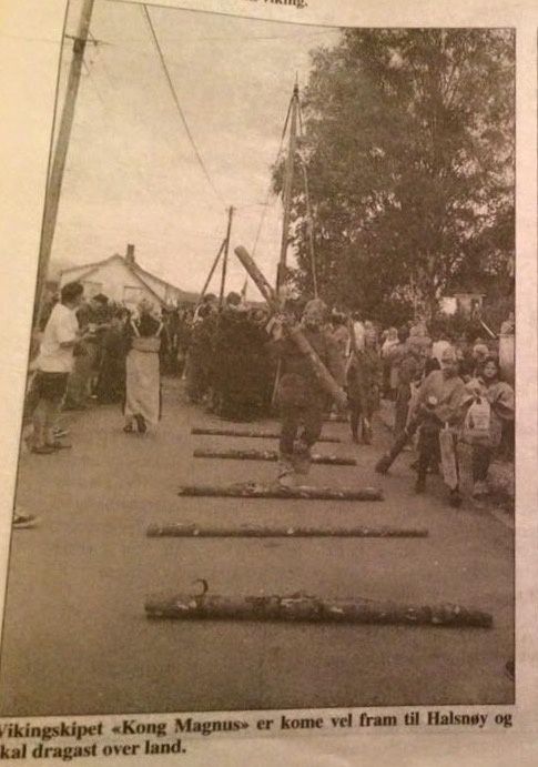 Vikingskipet Kong Magnus på veg til Sæbøvik, utklipp Inge Haugland 1996