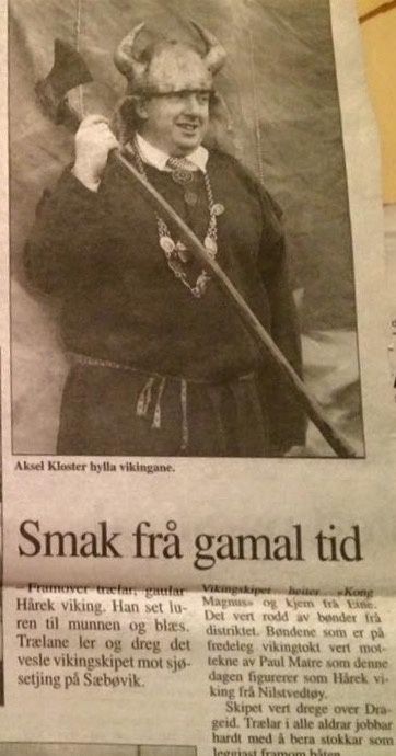 Aksel Kloster som viking konge, utklipp Inge Haugland 1996