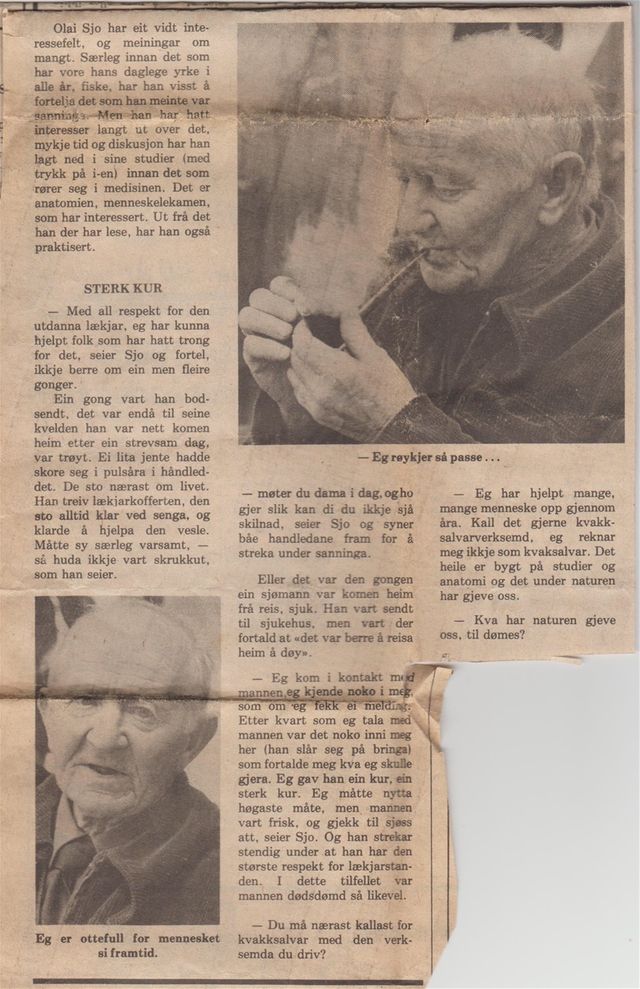 Olai Sjo naturmedisin   utklipp Frode Sæbø, 1977