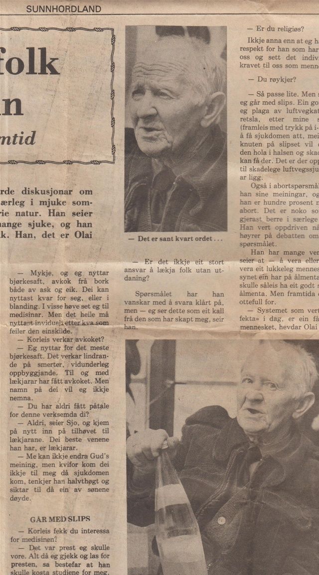 Olai Sjo naturmedisin 3/3  utklipp Frode Sæbø, 1977