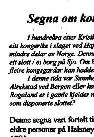 Segna om Kong Half (Alf) på Sjo