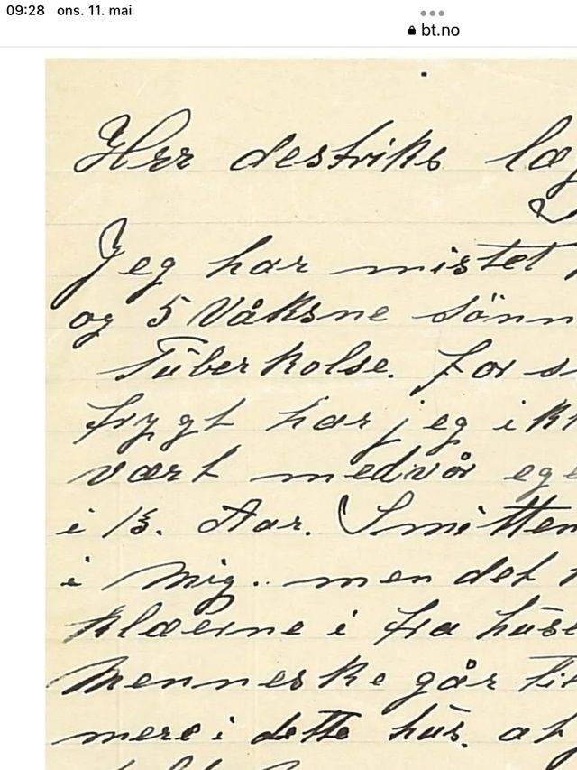 Brev til distriktslægen Skånevig 1930